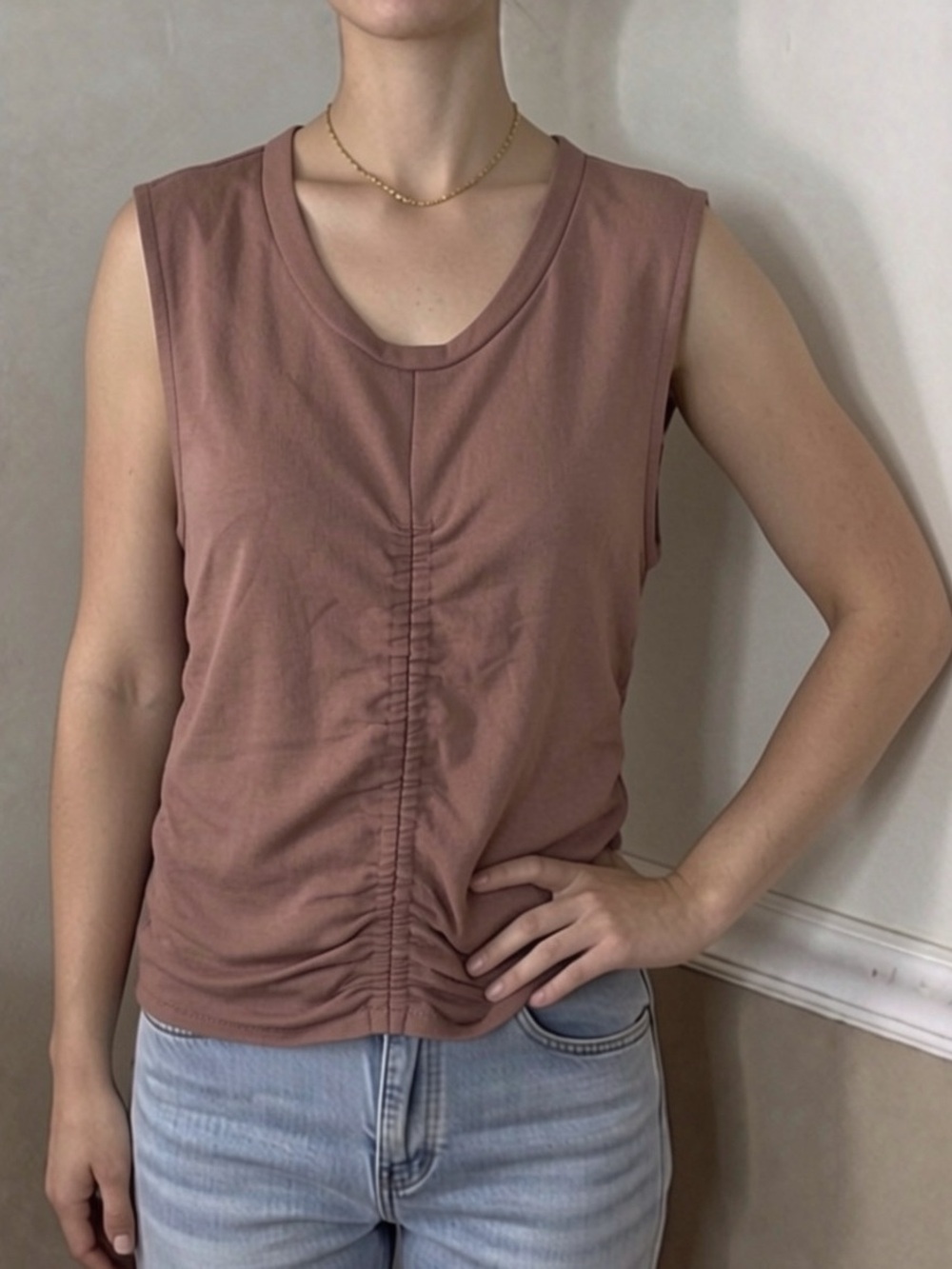 🤎 FREE for $20! Zara Mauve Ruched Front Muscle Tee